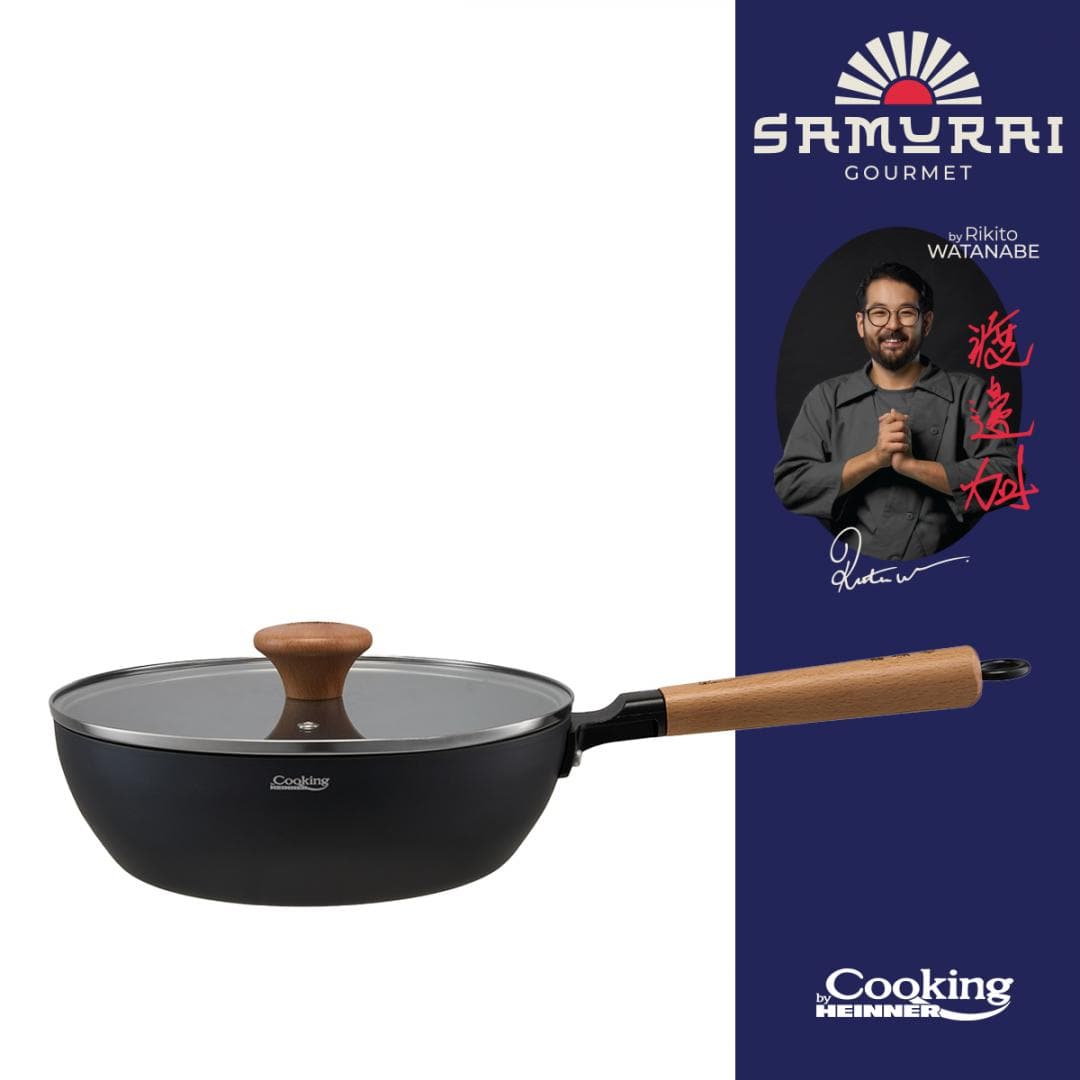 Tigaie Wok Heinner HR-SNT-WC24 | 24 cm, Cu Capac, Samurai Gourmet