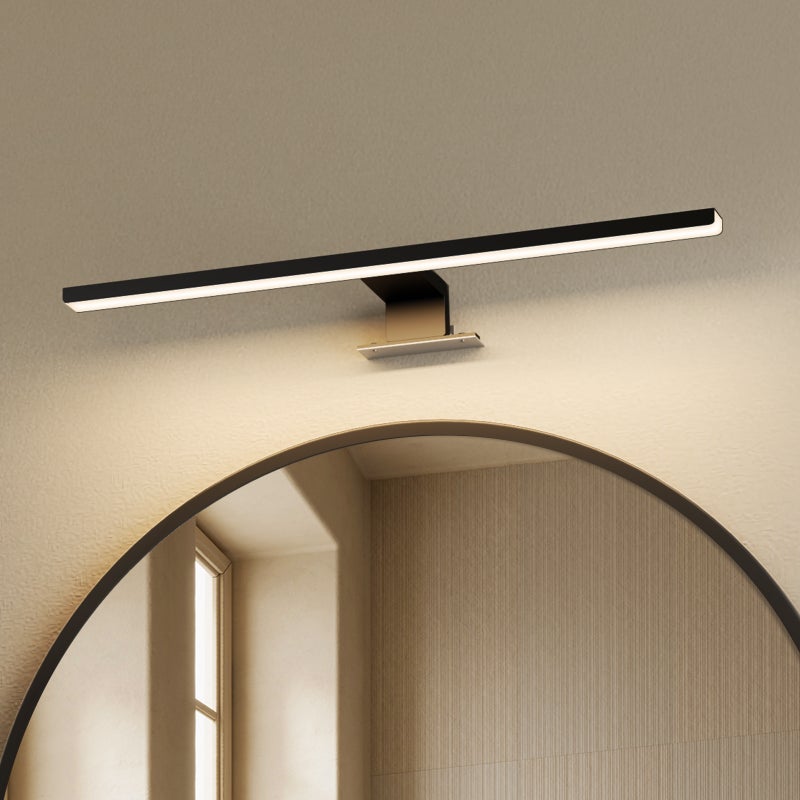 EMKE Kinkiet łazienkowy LED L.40 cm – lampa lustrzana LED do łazienki 8W, neutralna biel 4200K, IP44, czarny