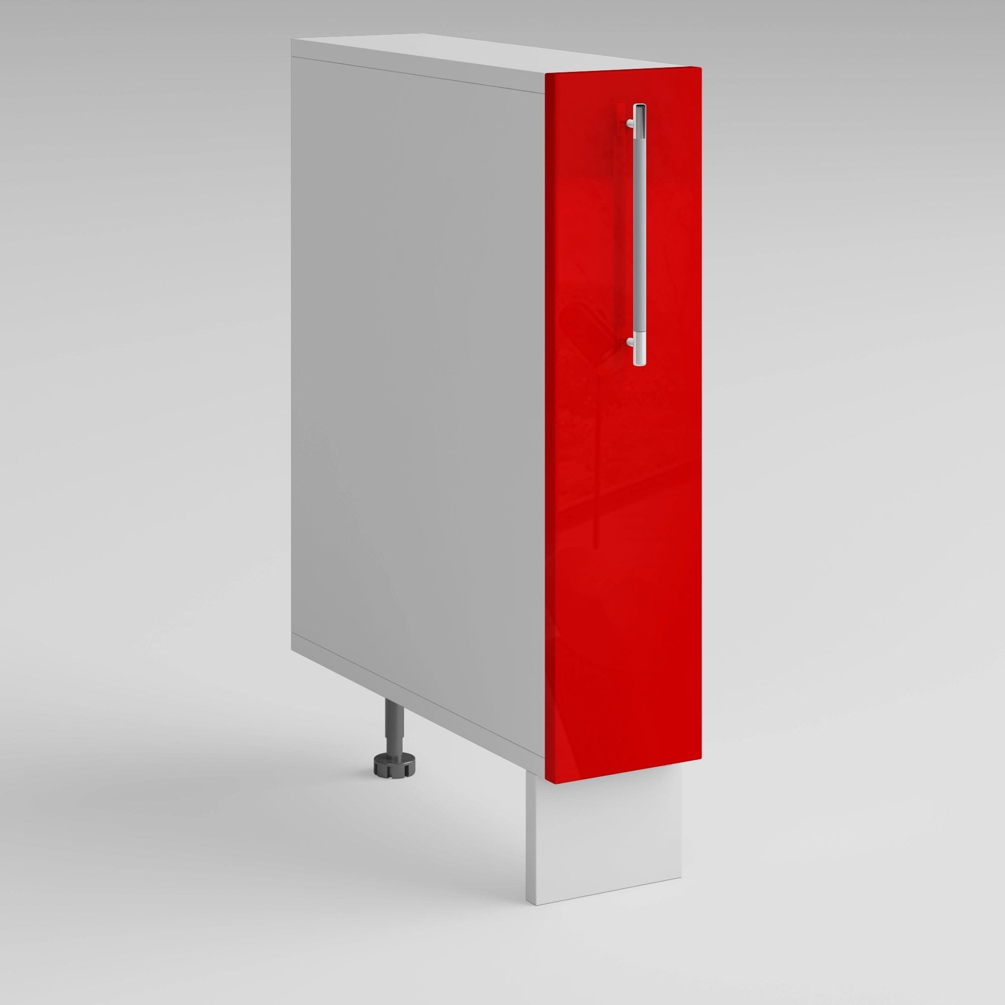 Meuble de cuisine bas rouge 1 porte panier coulissant Inox L 15 x H 72 ...