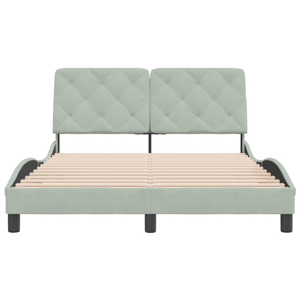 Cadre de lit sans matelas gris clair 120 x 200 cm en velours - 5