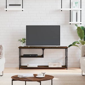 Meuble TV Chêne Marron – Bois D'ingénierie Et Acier – 40x33x41 Cm