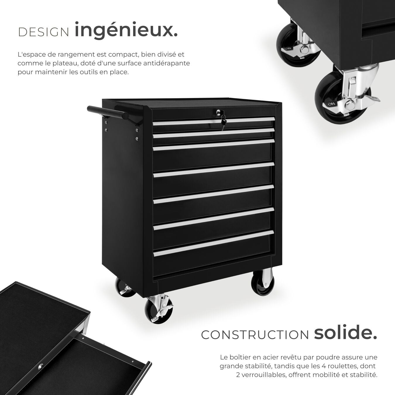 Servante d'atelier en acier avec 7 compartiments 69 x 33 x 79 cm TECTAKE - 3