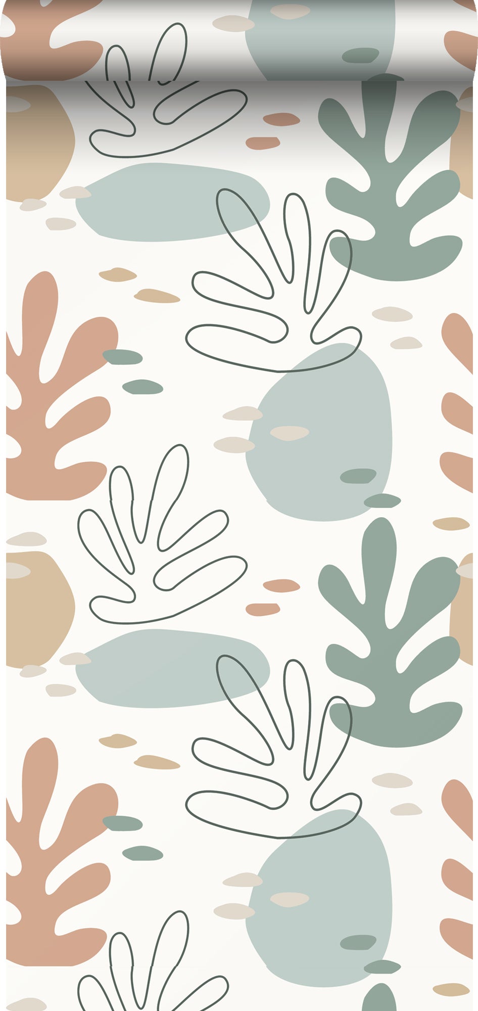 Papel pintado coral multi color sobre blanco - 50 x 900 cm - estahome