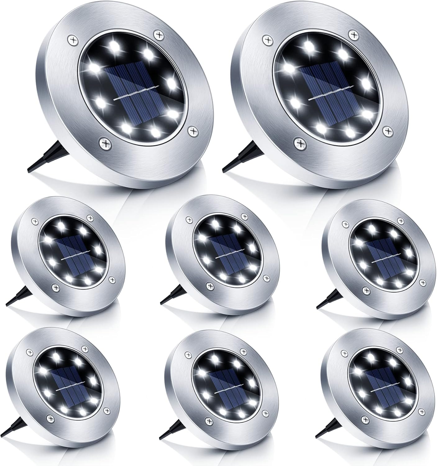 Hawue  Farola Solar Led, Luz Solar Para Jardín, Lámpara Solar Para Césped, Impermeable, Luz Fría, 8 Unidades Blanca , Leroy Merlin