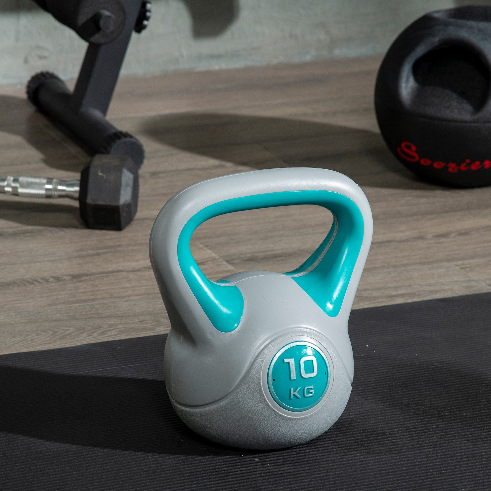 Kettlebell SPORTNOW Azul e Cinza PU e Areia 22x16x26cm - 2