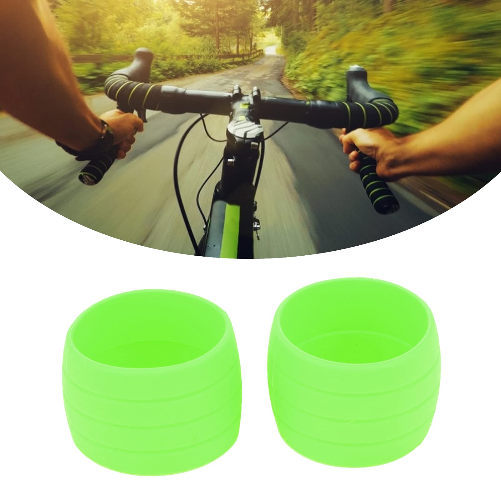Anel de fixação elástico de silicone para bicicleta, anel anti-salto, alças para fita de barra de bicicleta de estrada (verde) - 2