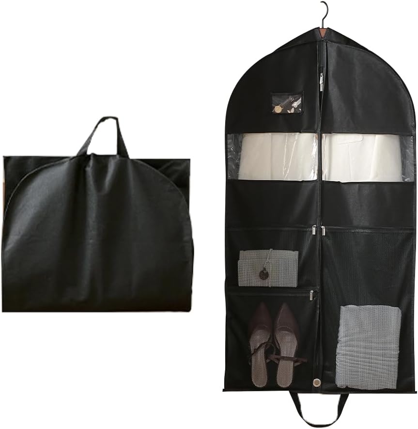 110 cm krótka i długa torba na garnitur do podróży, przechowywania i ochrony - pokrowiec na ubranie z zamkiem błyskawicznym, odporny na mole, w kolorz