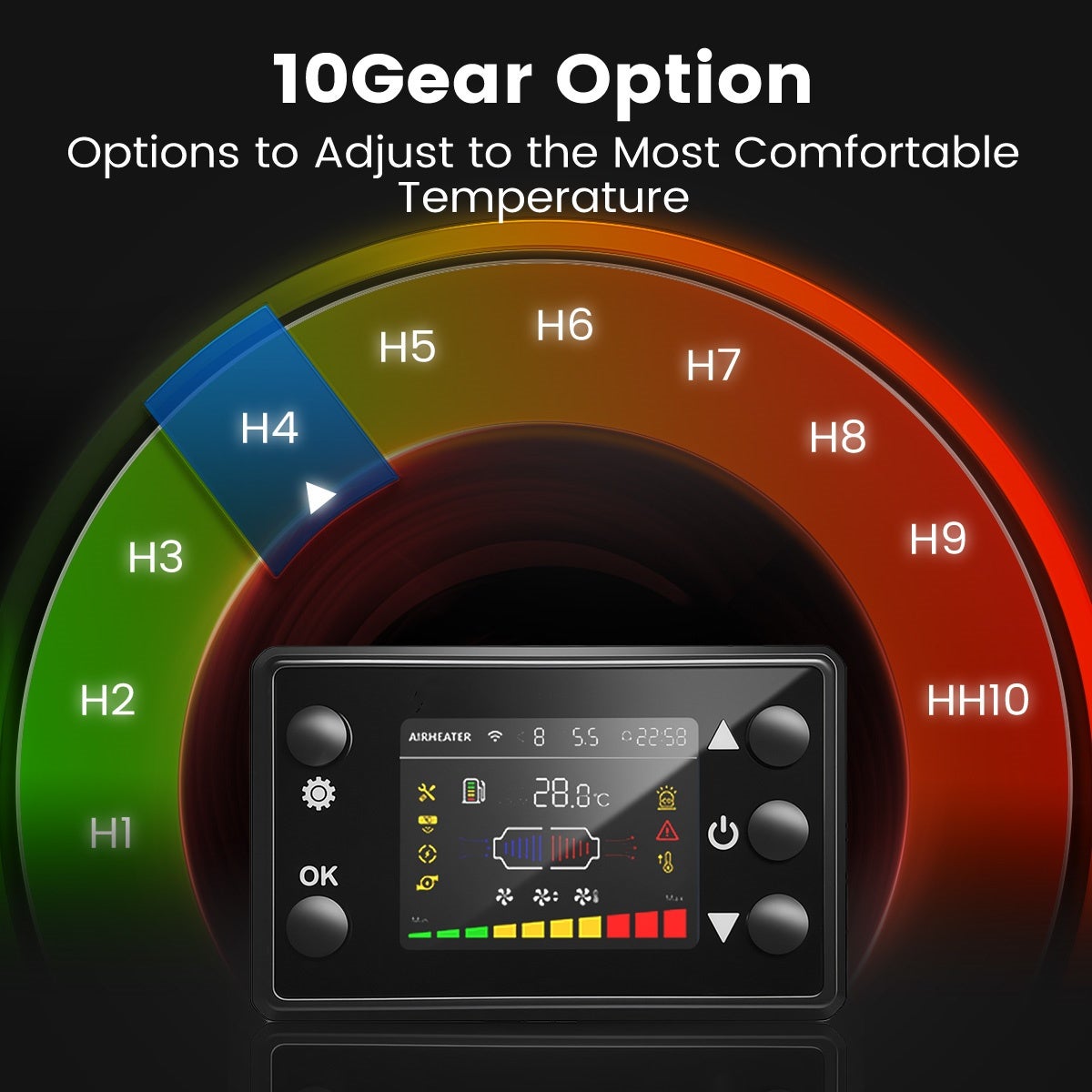 Chauffage Diesel 8kW, Réchauffeur d'Air 12/24/230V, Contrôle par App bluetooth, Télécommande et Écran d'Affichage, Température réglage - Vertical - 9