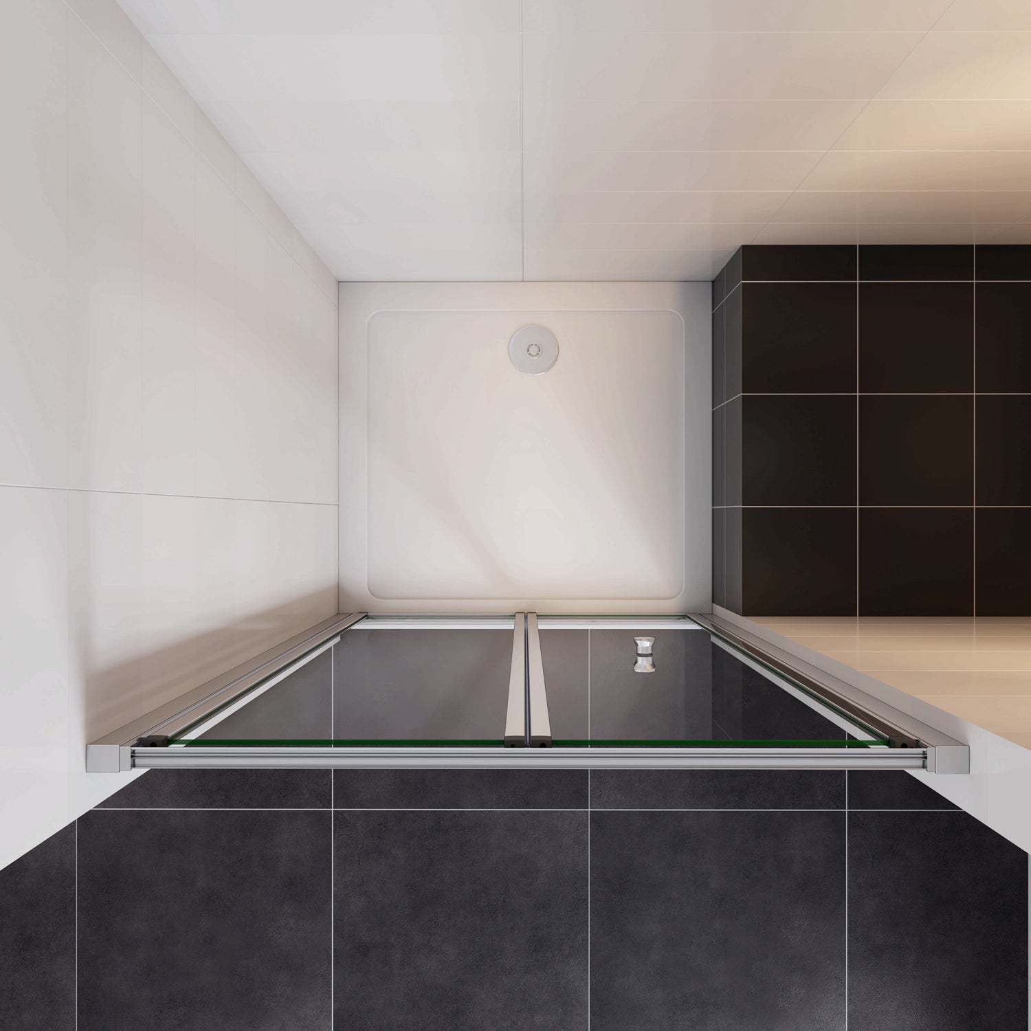 Porta a Soffietto Per Nicchia 90x185 cm in Vetro Temperato Trasparente da 5mm Ingresso Laterale Profilo Cromato - 5