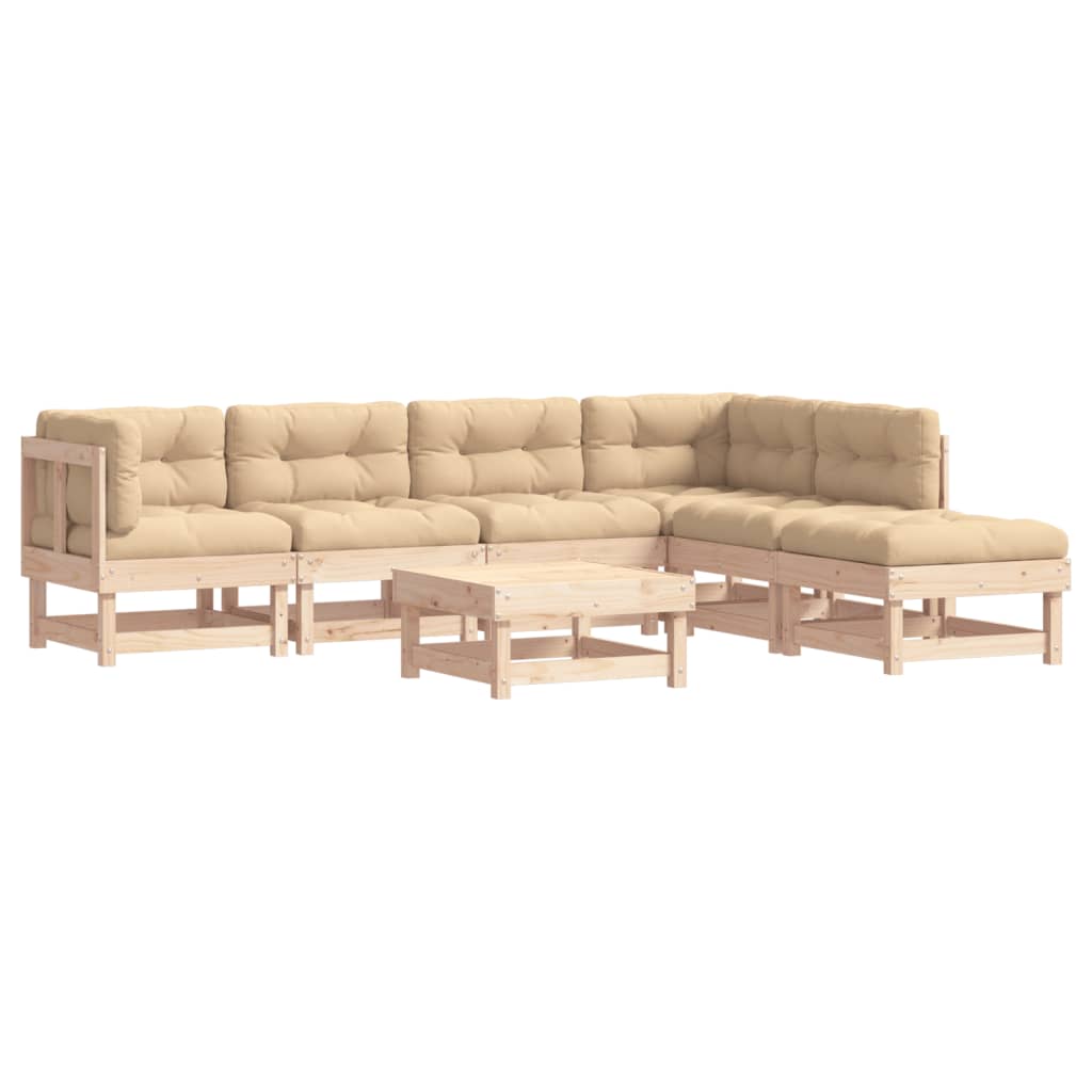 Salon bas de jardin en Bois Marron 7 personnes - 8