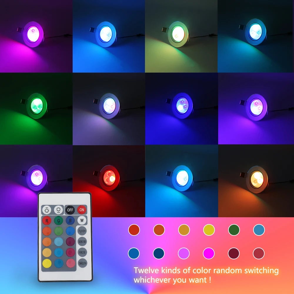 10 pcs LED Plafond Encastré 5W RGB, Spots LED avec Contrôleur RGB, Lampes Suspendues Modernes, Éclairage Intérieur Salon, Cuisine, Chambre - 7