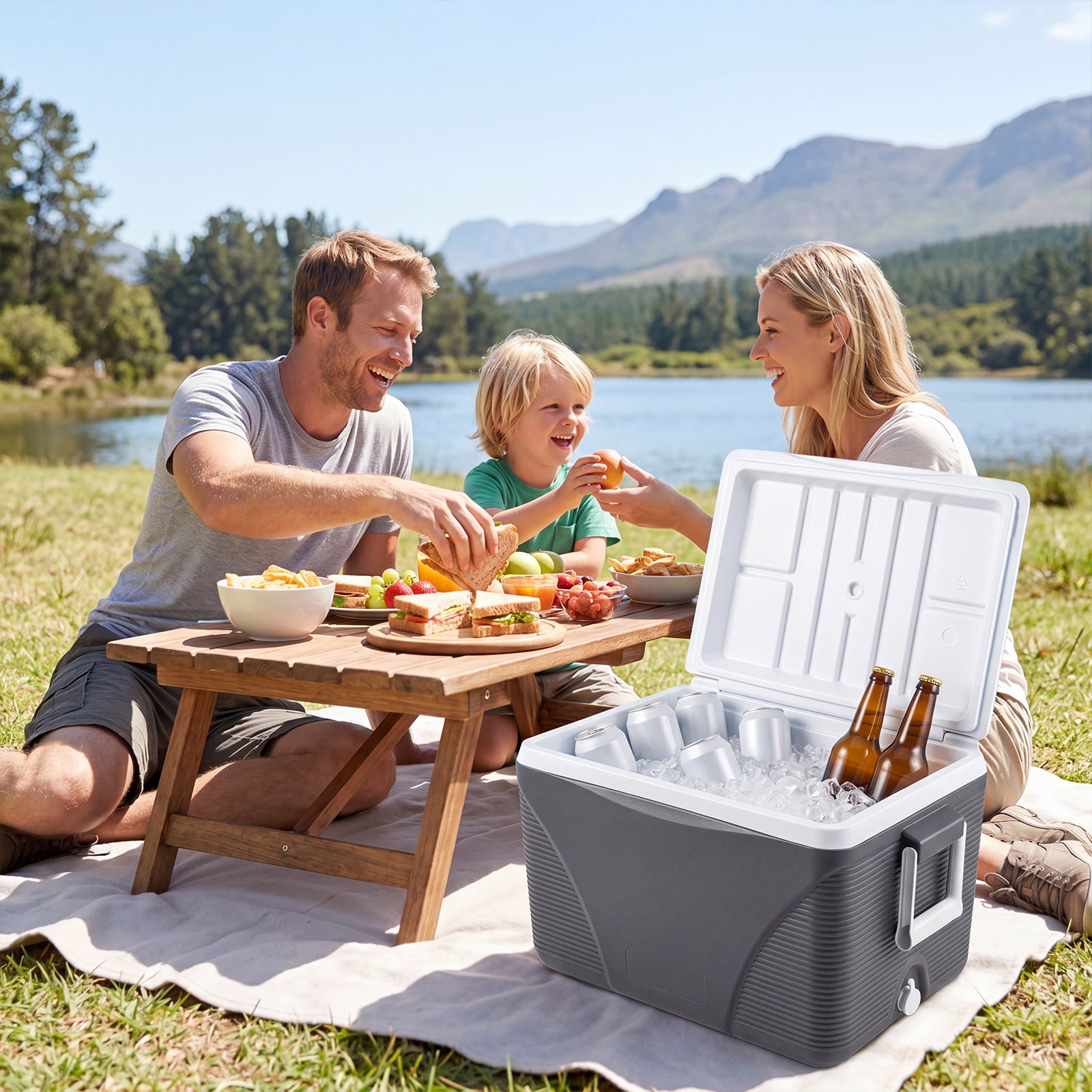 Glacière Rigide 41L Isotherme, Boîte Réfrigérante Grande Capacité, Maintien au Froid 5 à 7 Jours, Glacière de Camping Portable avec Porte-Gobelets - 2