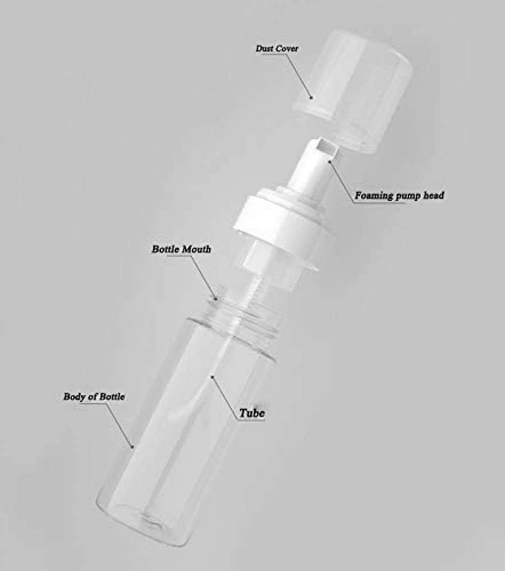 Lot de 2 distributeurs de mousse vides en plastique - Bouteilles de savon de voyage pour nettoyant du visage(transparent, 100 ml) - 3