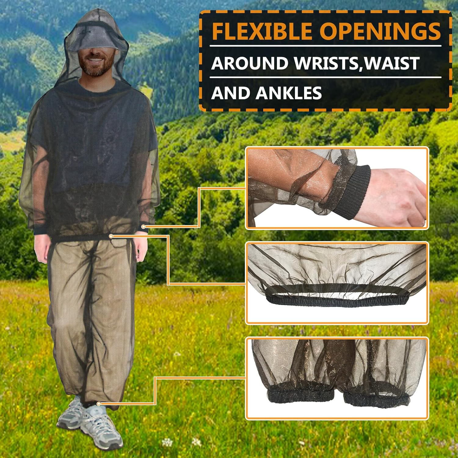 Tenue de Protection Contre les Moustiques, Pantalon et Veste en Maille pour Insectes avec Capuche - 3