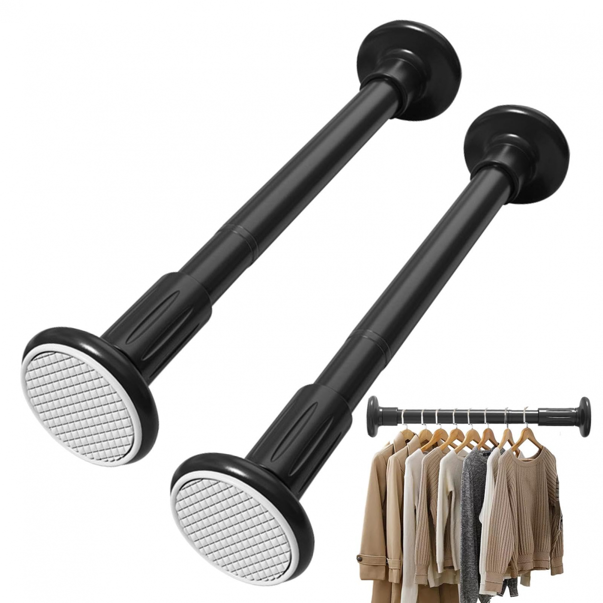 2 tendederos barra telescópica para cortina de ducha barra para cortina no requiere taladrar soporta 288 kg (35-50 cm)