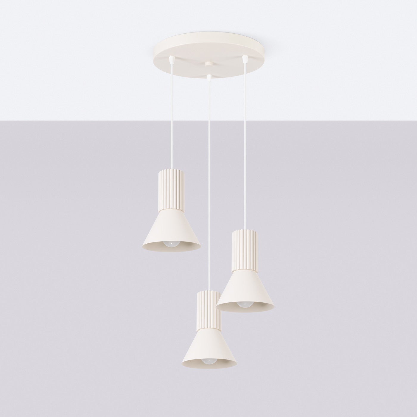 Lampa sufitowa ryflowana ESTRIA beżowa 3xE14x15W metal wym:120x30x30cm IP20 Sollux Lighting - 3