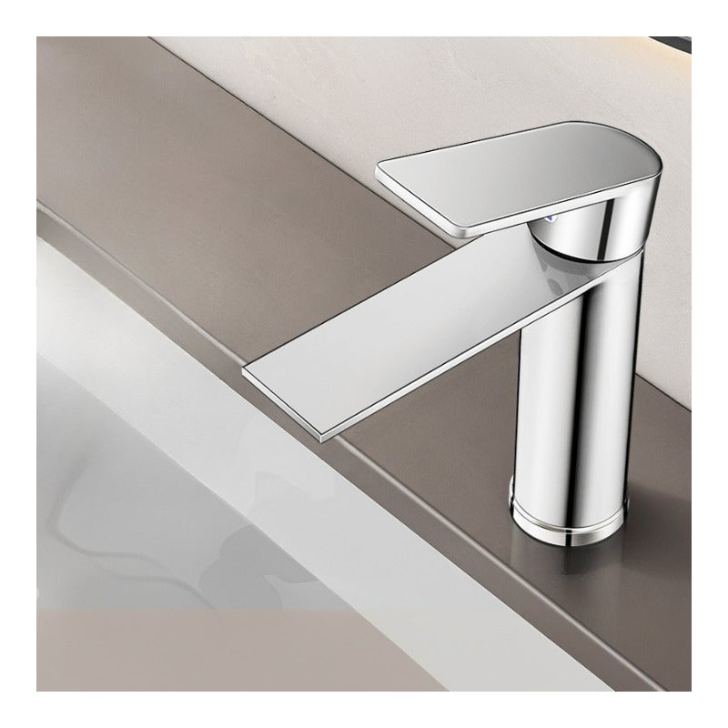 Bateria ze stali nierdzewnej, bateria z grubym mieszaczem do ciepłej i zimnej wody, bateria do umywalki i umywalki, srebrna, z wężem zasilającym 80 cm