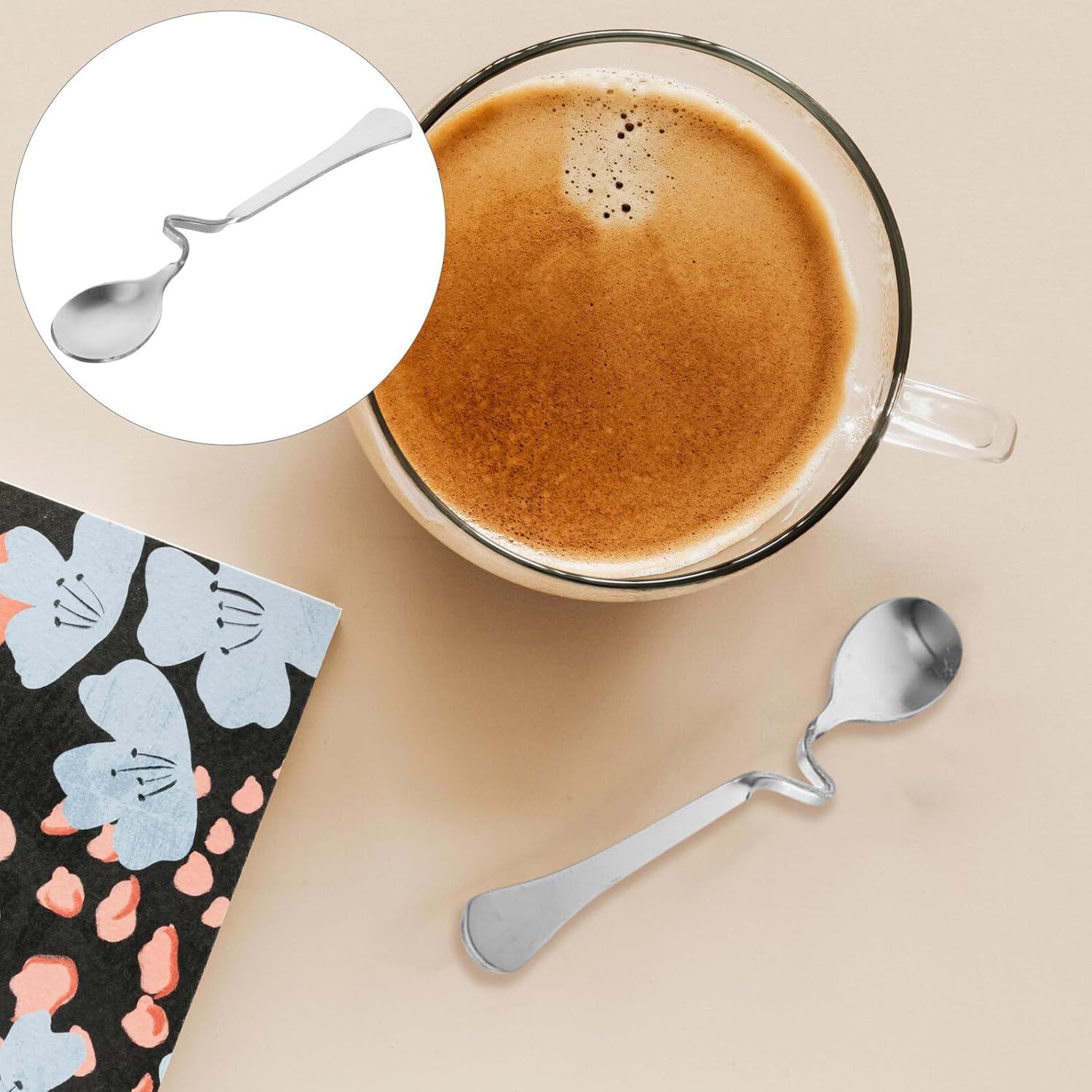Set 3 Cucchiaini Da Caffè In Acciaio Inox Con Manico Lungo E Clip - 2 In 1, Per Caffè, Proteine E Polveri - 6