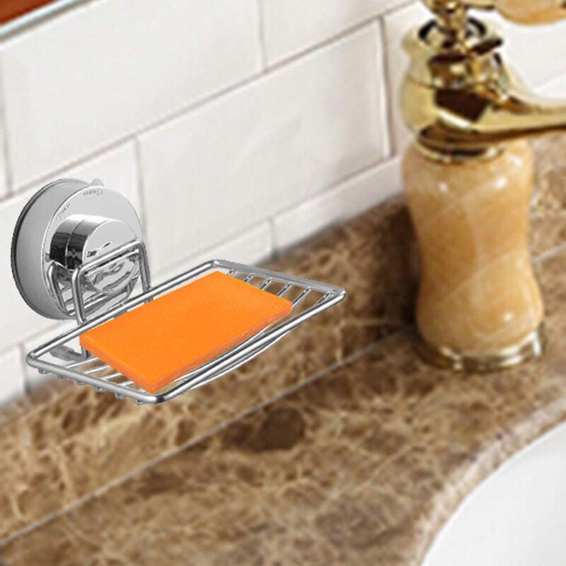 Ventouse super résistante à une seule couche - Porte-éponge robuste en acier inoxydable adapté à la salle de bain et à la cuisine - 3