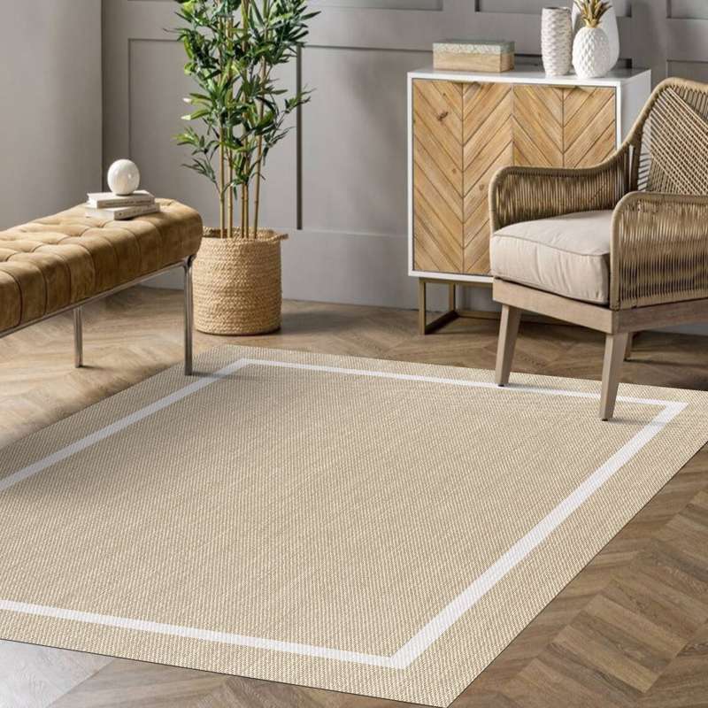 Tapete de vinil Premium de Alta Gama, Almofadas de quarto Lavável antiderrapante e resistente Retângulo Branco 140x200 cm - 3