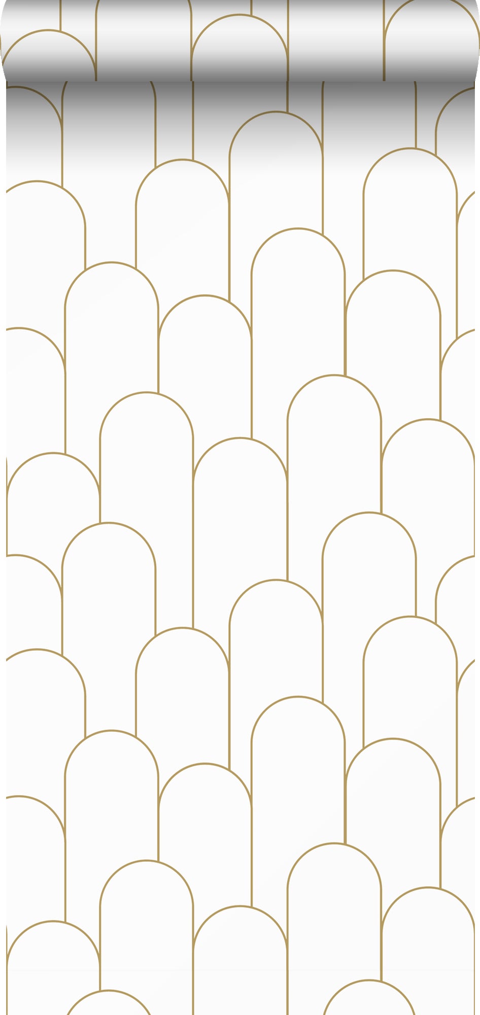 Papel pintado arte deco blanco y oro - 50 x 900 cm - estahome