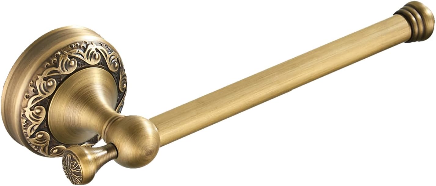 Antyczny mosiężny uchwyt na papier toaletowy w stylu vintage, montowany na ścianie, z wykwintnym rzeźbionym wzorem, szczotkowany brąz