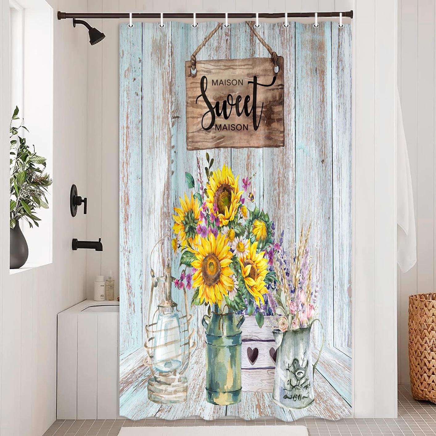 Rideau De Douche Motif Dragon Mignon Cyan - Polyester épais 152x183 Cm, Lavable Machine, 12 Crochets Inclus - 3