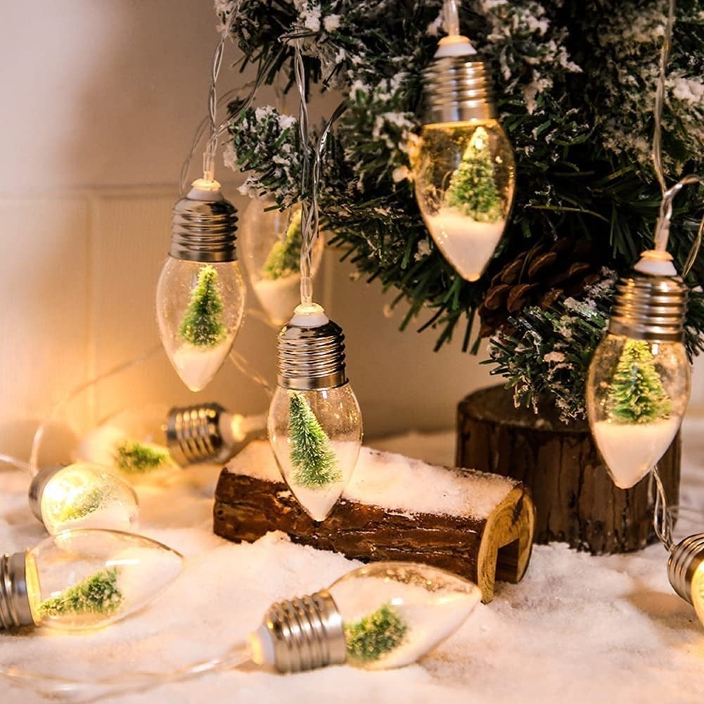 Dekoracje świąteczne śnieżne kule bożonarodzeniowe LED mini lampki świąteczne żarówki w kształcie płatków śniegu girlanda świetlna zasilane baterią