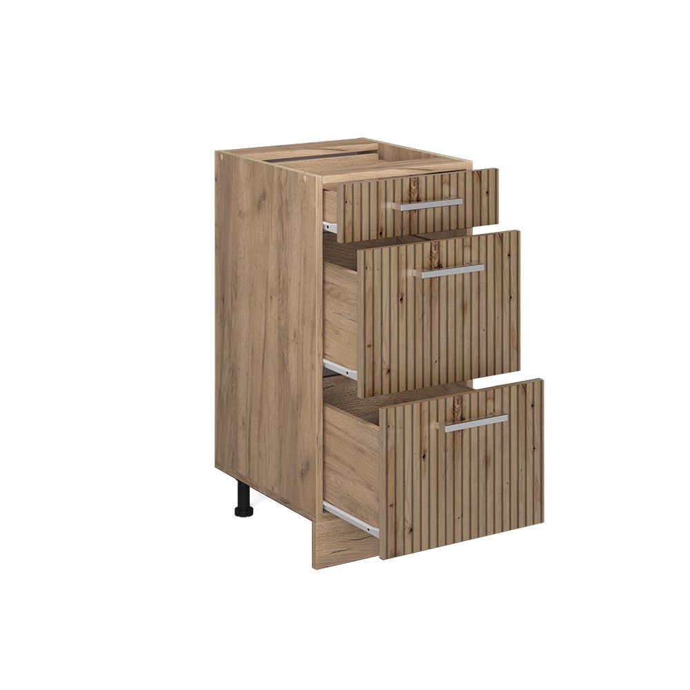 Vicco Meuble cuisine R-Line, Chêne Artisan, 40cm avec tiroirs, sans PT - 4