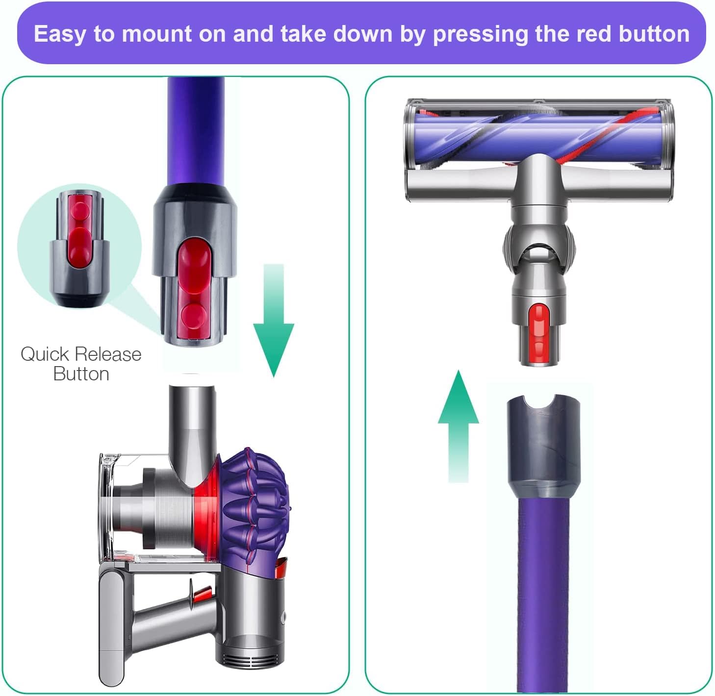Tube d'extension de Rechange pour Dyson V11 V15 V10 V7 V8 Aspirateur Sans Fil, Tube Rallonge en Aluminium Baguette Extensible(Violet,72cm) - 4