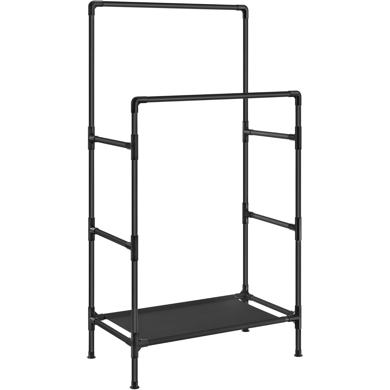Raft haine metal 2 bare 1 raft stil industrial, 45x83x157 cm, depozitare eficienta, negru