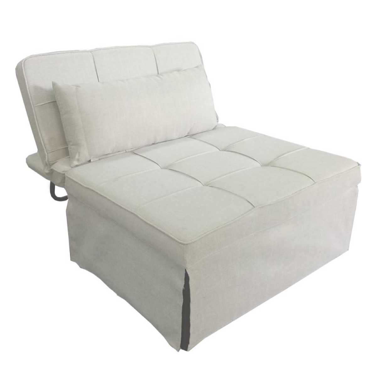 Poltrona letto relax HWC-D35 trasformabile morbida imbottita legno tessuto grigio scuro
