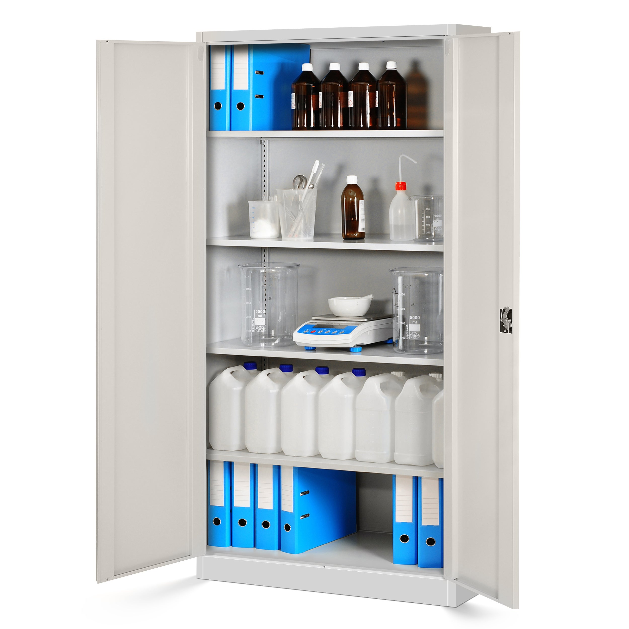 Armoire de Bureau de Rangement Métallique 4 étagères réglables 185 cm x 90 cm x 40 cm Blanc-Chêne de sonoma - 4