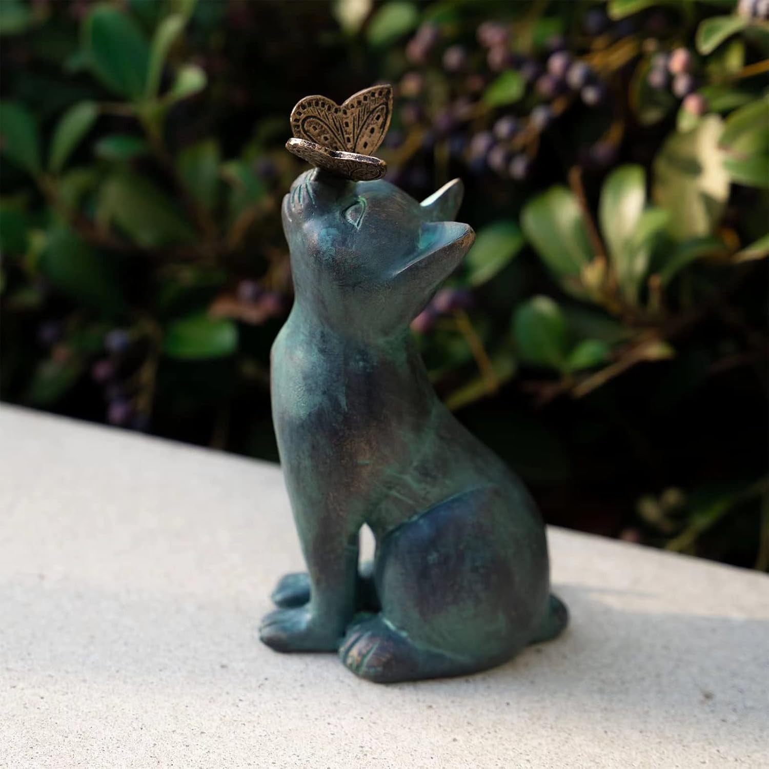 Figurines de jardin décoratives pour l'extérieur chaton avec papillon 11,5P x 10,5l x 20H CM - 5