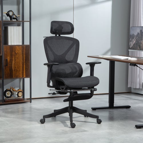 Sedia Ufficio Ergonomica In Pelle Nera Con Braccioli Ribaltabili E Funzione Dondolo