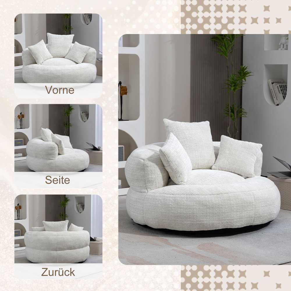 Canapé paresseux Chenille avec dossier haut et trois coussins - Fauteuil durable pour adultes et enfants, intérieur/extérieur - 4
