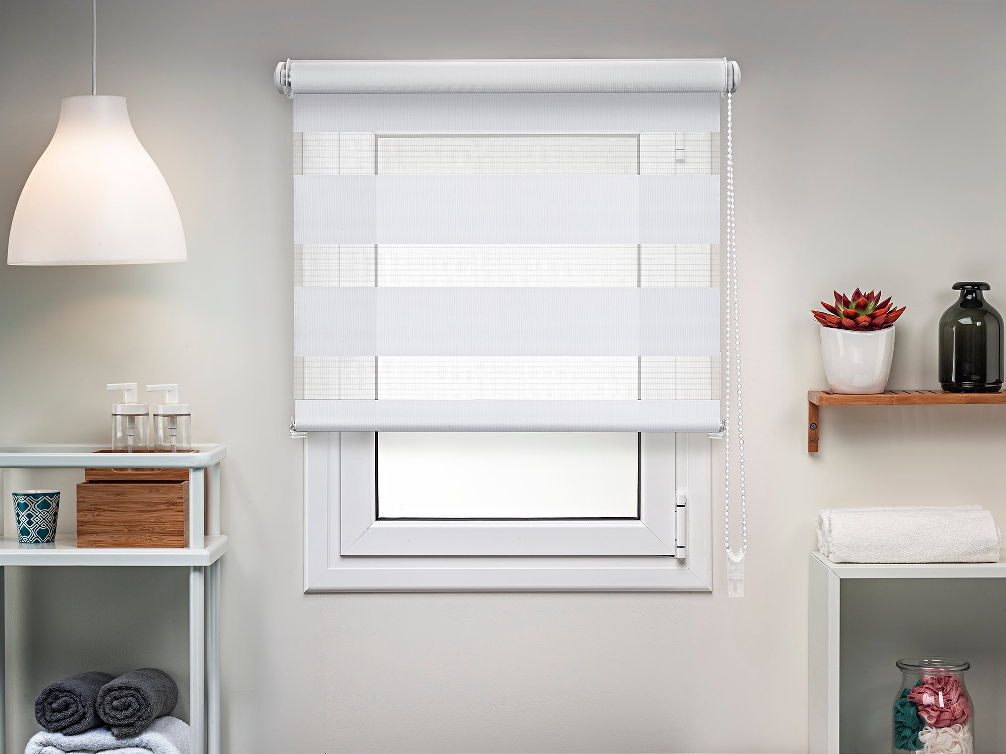 Easydeco - estor enrollable noche y día mini con opción easyfix sin necesidad taladro blanco 72 x 190 cm