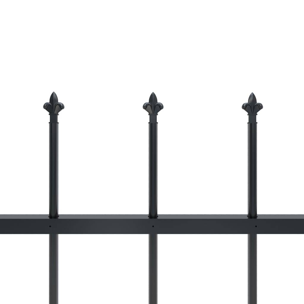 Cl?ture de jardin avec dessus en lance Acier 5,1 x 1 m Noir - 4