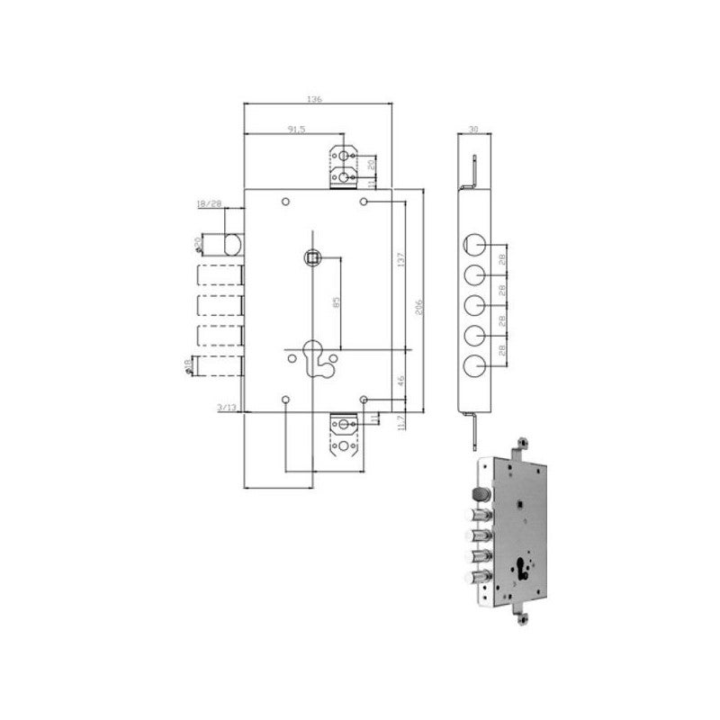 Serratura Sic.Triplice Dx/Sx 668.0328.0Gf0 Iseo | Leroy Merlin