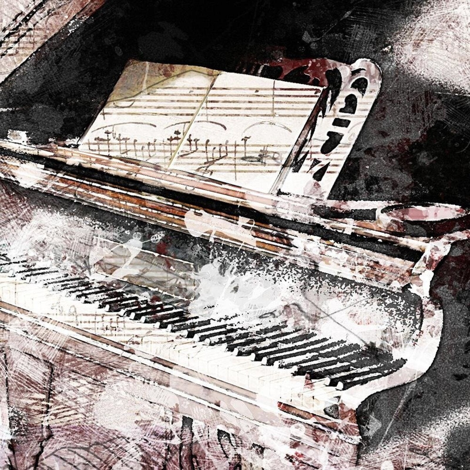 Tableau abstraction piano - 90 x 60 cm - 4