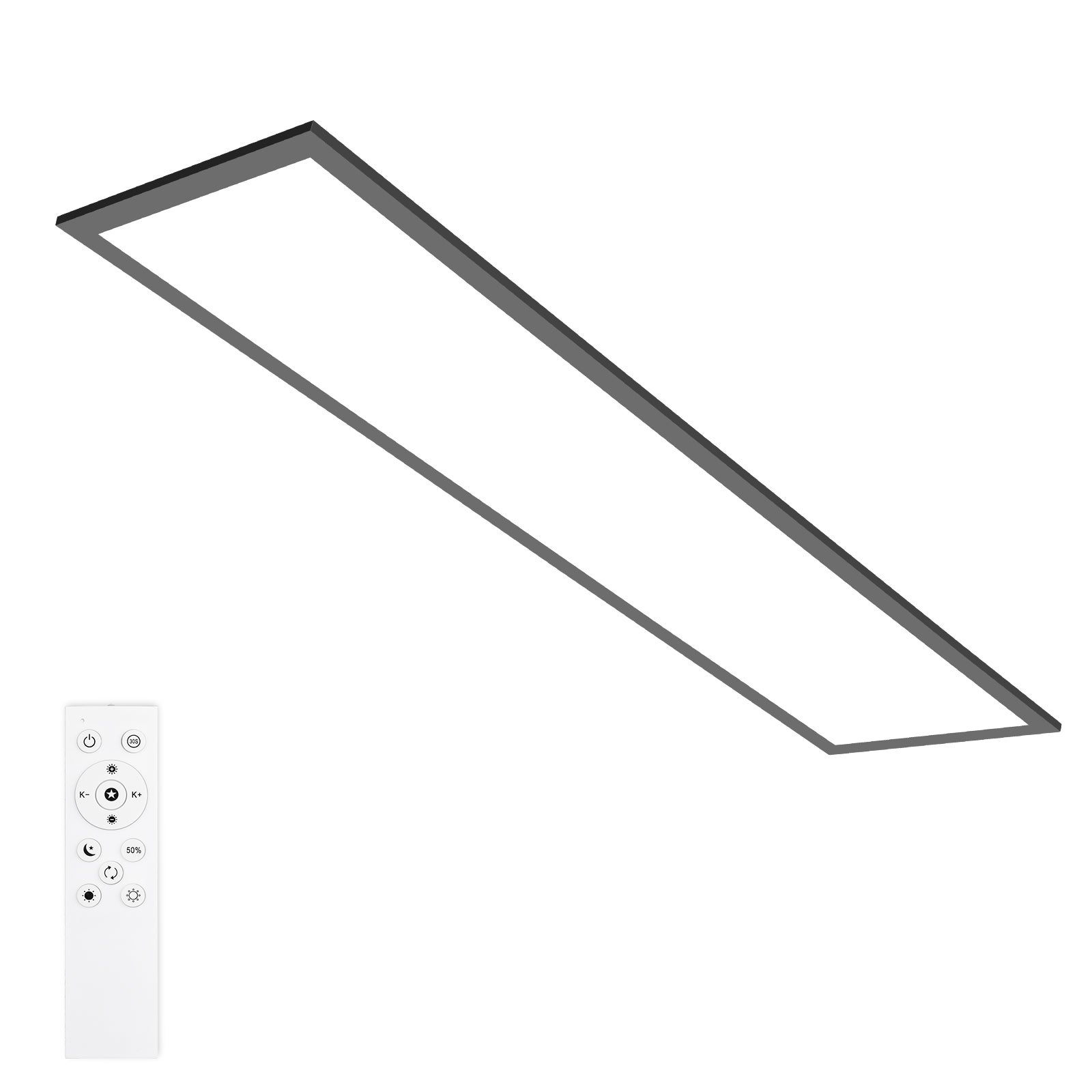 LOVHAUS Panel LED 120x30CM, Lampa LED Wewnętrzna Z Pilotem, Regulacja Bieli I Jasności, Z Funkcją Pamięci I Timera, Czarny