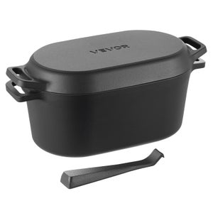 Cocotte in ghisa smaltata VEVOR 3,3 L, nera, coperchio e manici, forno/induzione fino a 260 °C, per arrosti, stufati, pane