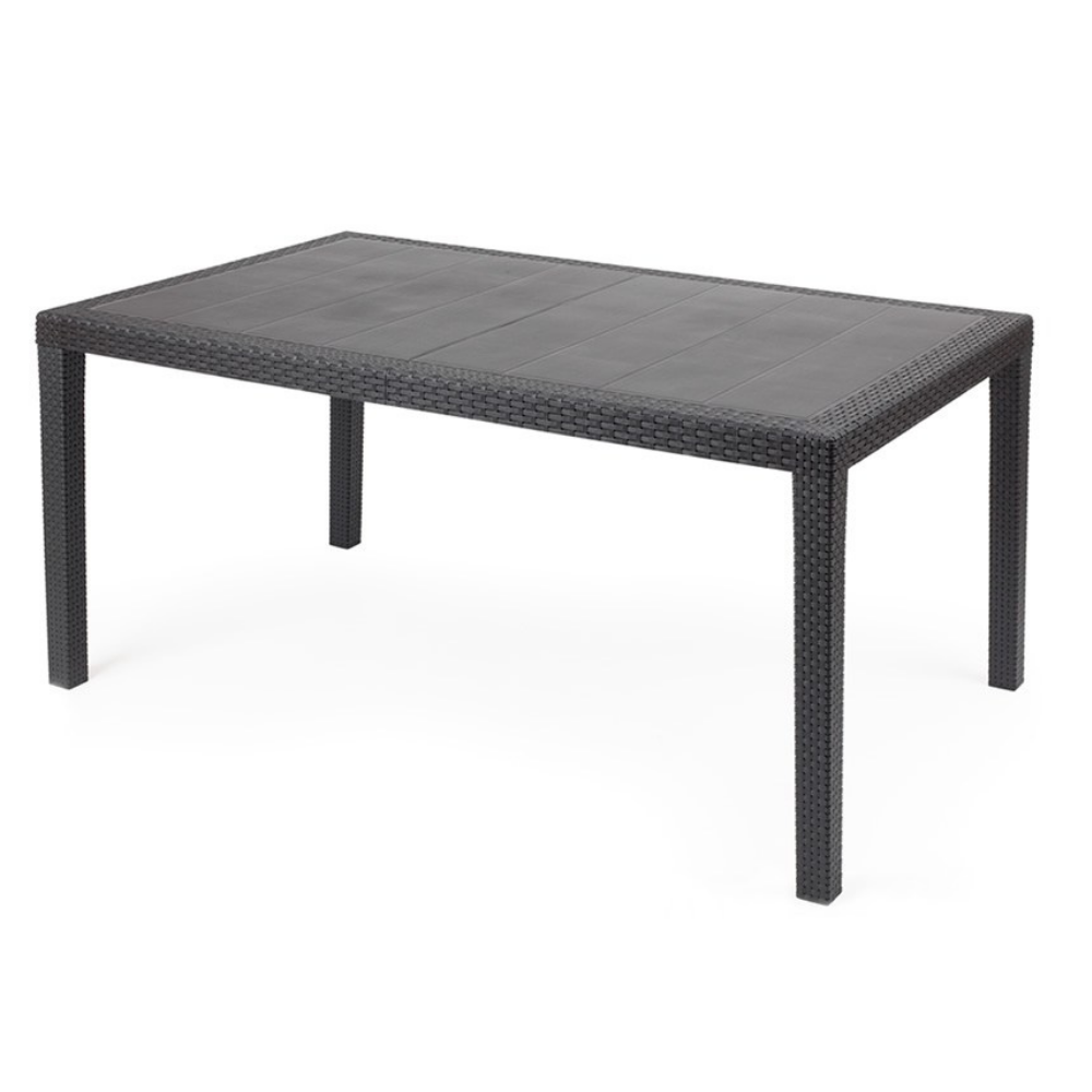 Tavolo da giardino in plastica, simil rattan,150x90x72h cm