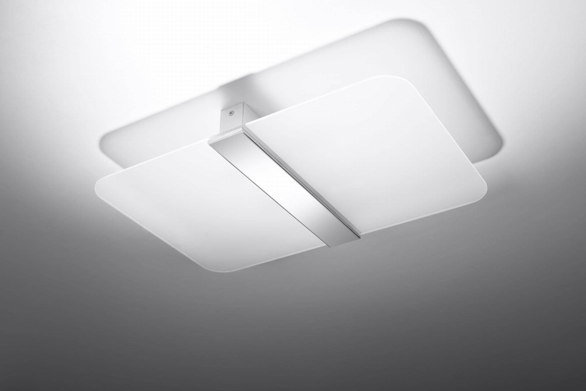 Plafon Azalia prostokątny srebrno-biały 2xG9x12W wym: 5,5 x 45 cm IP20 szkło Sollux Lighting