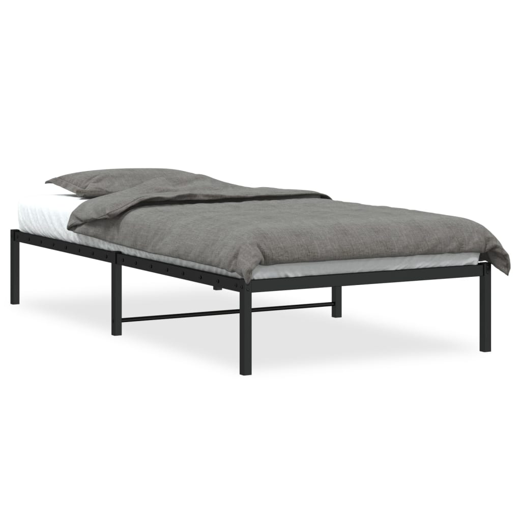 Łóżko Metalowe Czarne Rama Łóżka Ze Stelażem Do Pokoju Sypialni 100x200 cm