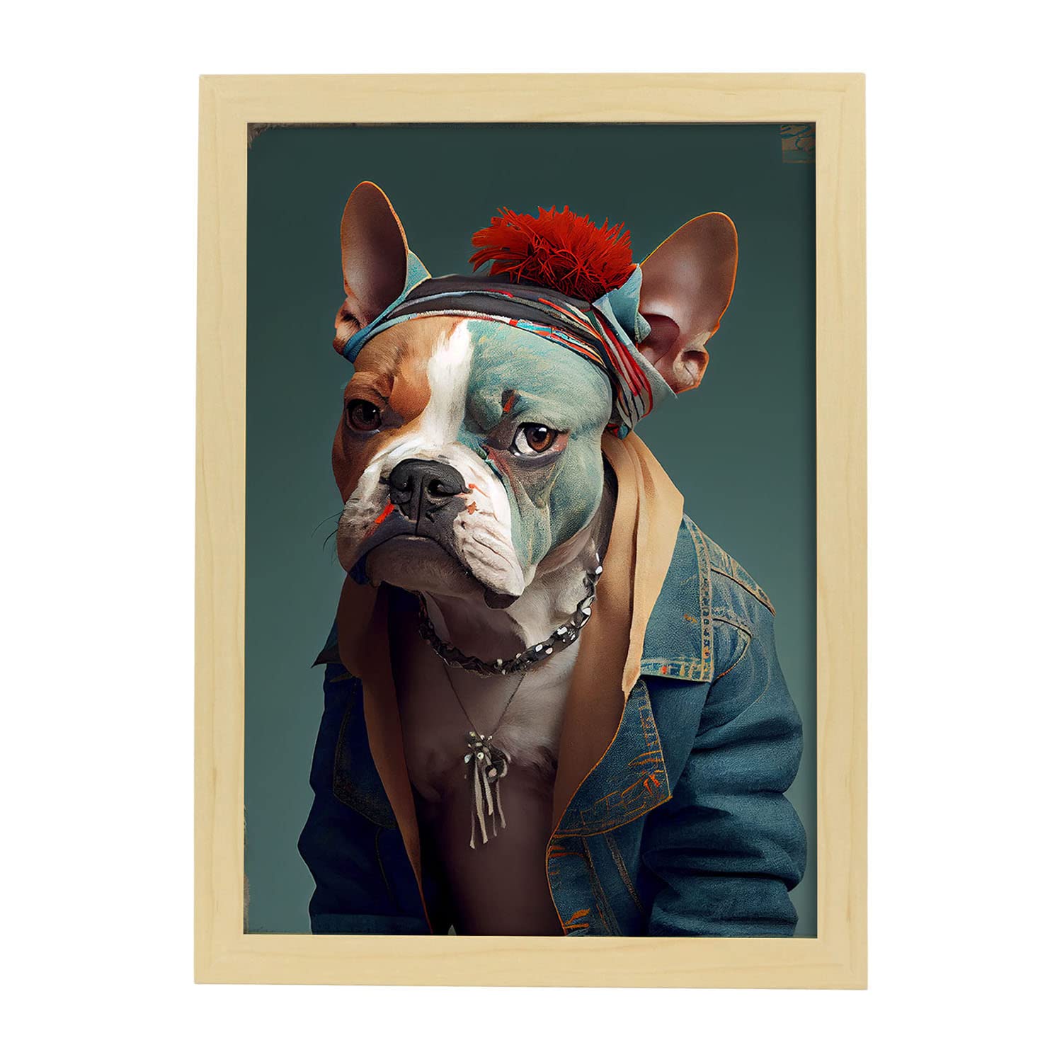 Nacnic poster de bulldog en estilo de fotografía a todo color divertidas ilustraciones realistas de animales con ropa humana a3 marcos madera