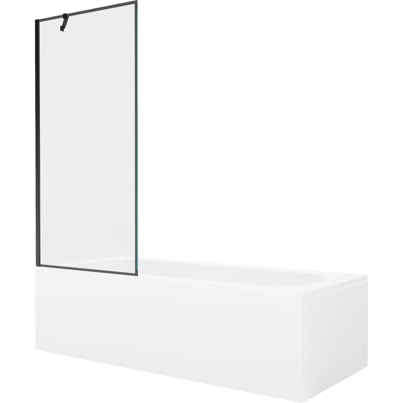 Mexen Vega wanna prostokątna 150 x 70 cm z obudową i parawanem 1-skrzydłowym 80 cm, czarny wzór - 550115070X9508007070