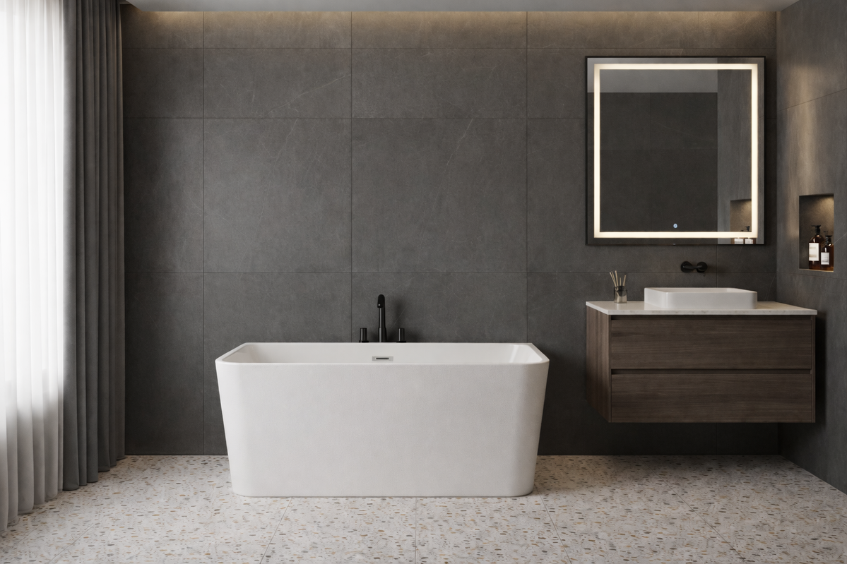 Baignoire îlot avec vidage – 170 x 75 cm – Blanc brillant – MIRABELLE - 5