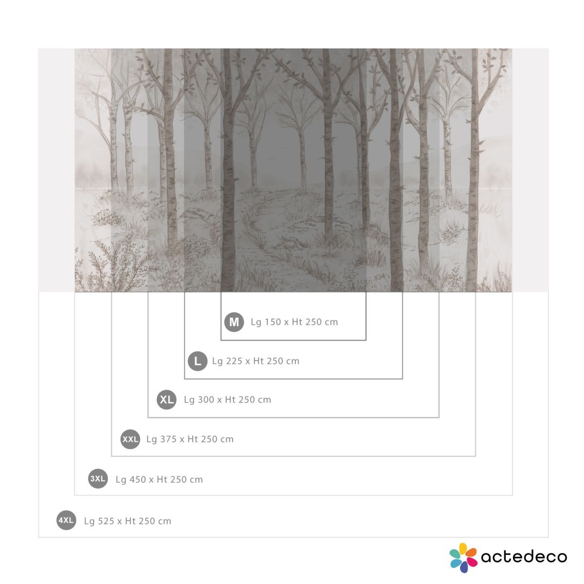 Carta da parati panoramica Paesaggio forestale Bianco e nero 300x250cm - 4