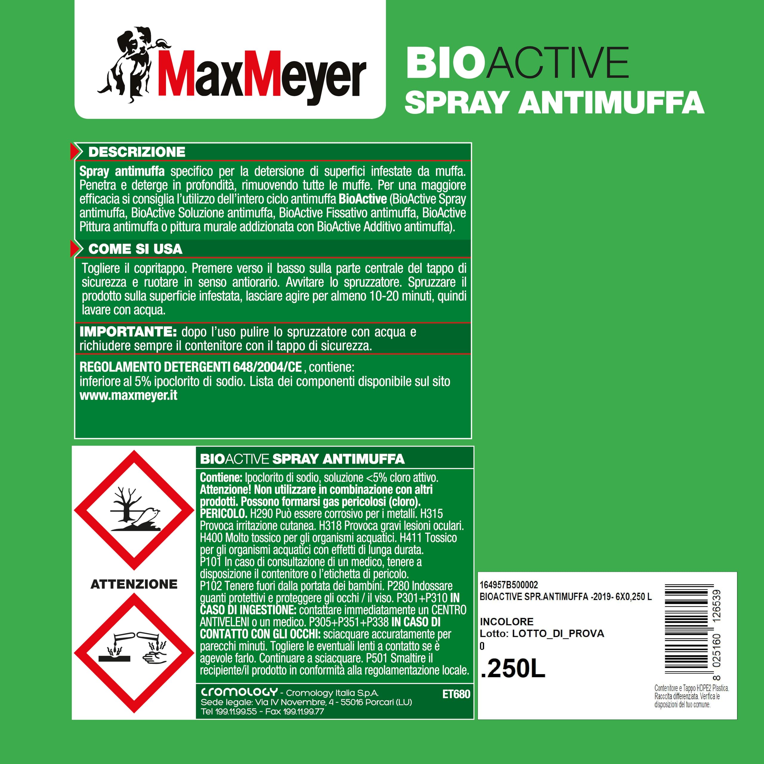 MaxMeyer Spray Antimuffa per interni Bioactive INCOLORE 0,25 L - 2